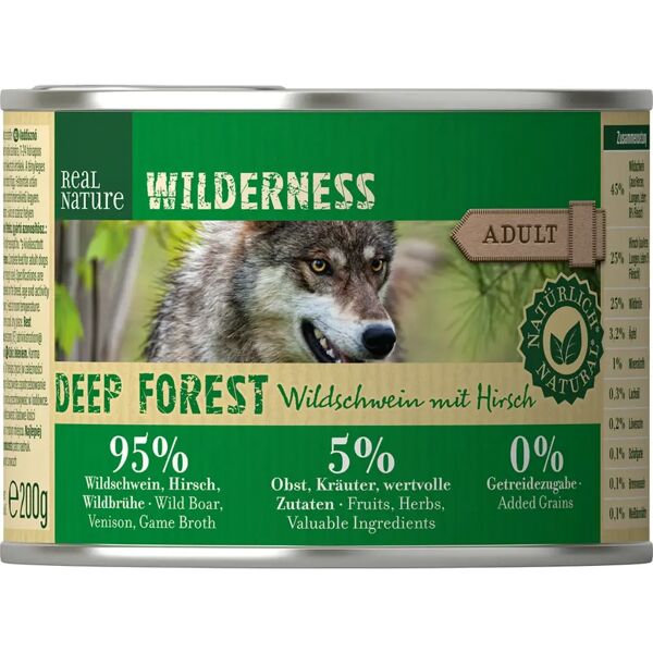 real nature wilderness dog lattina multipack 6x200g cinghiale e cervo