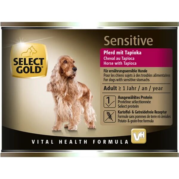 select gold sensitive dog lattina multipack 6x200g cavallo con tapioca