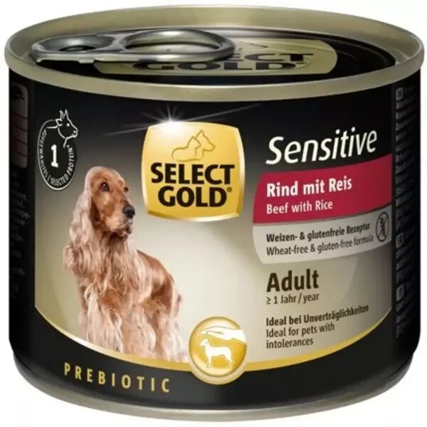 select gold sensitive dog lattina multipack 6x200g manzo con riso