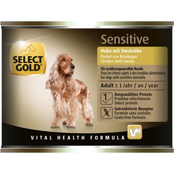 select gold sensitive dog lattina multipack 6x200g pollo con rapa