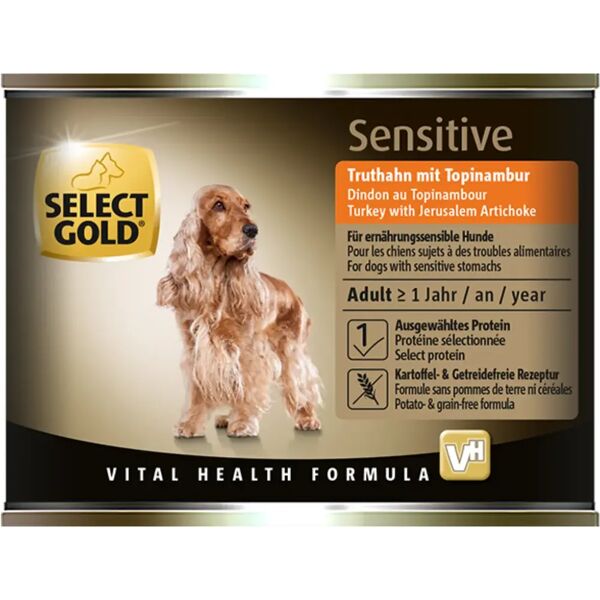 select gold sensitive dog lattina multipack 6x200g tacchino con zenzero