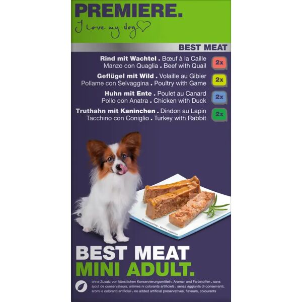 premiere best meat mini dog vaschetta multipack 8x100g mix carne