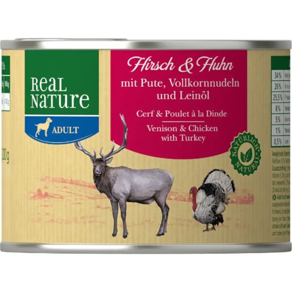 real nature dog lattina multipack 6x200g cervo con pollo e tacchino
