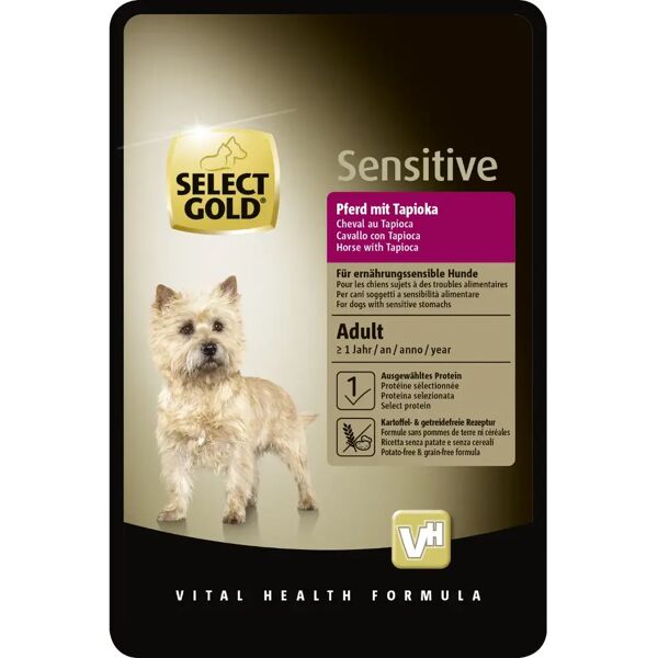 select gold sensitive dog busta multipack 12x100g cavallo con tapioca