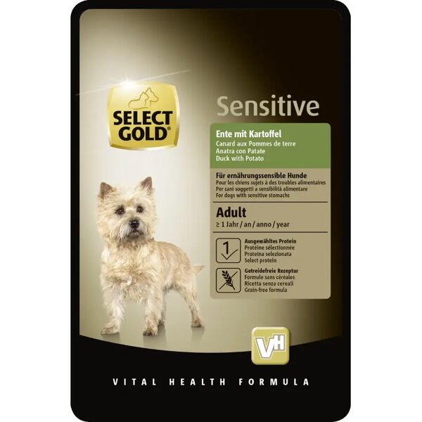 select gold sensitive dog busta multipack 12x100g anatra con patate