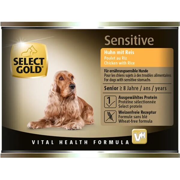 select gold sensitive dog senior lattina multipack 6x200g pollo con riso