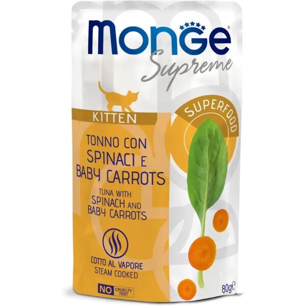 monge supreme kitten busta multipack 24x80g tonno con spinaci