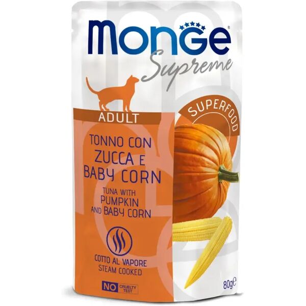 monge supreme cat busta multipack 24x80g tonno con zucca