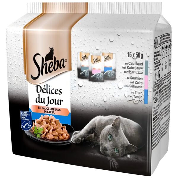 sheba délices du jour cat busta multipack 15x50g mix pesce