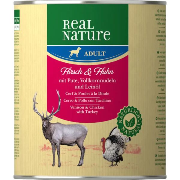 real nature dog lattina 800g cervo e pollo con tacchino