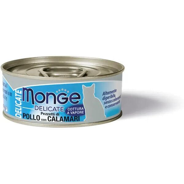 monge delicate cat lattina multipack 24x80g pollo e calamari