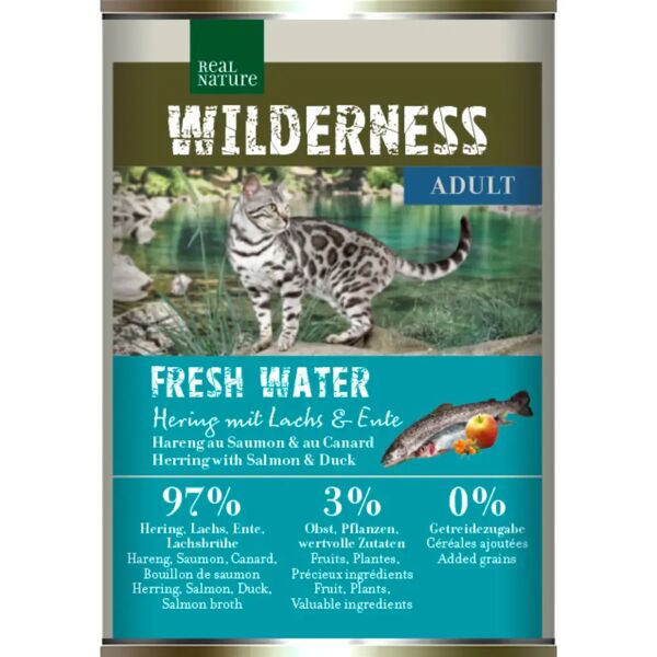 real nature wilderness cat paté lattina 400g aringa con salmone e anatra