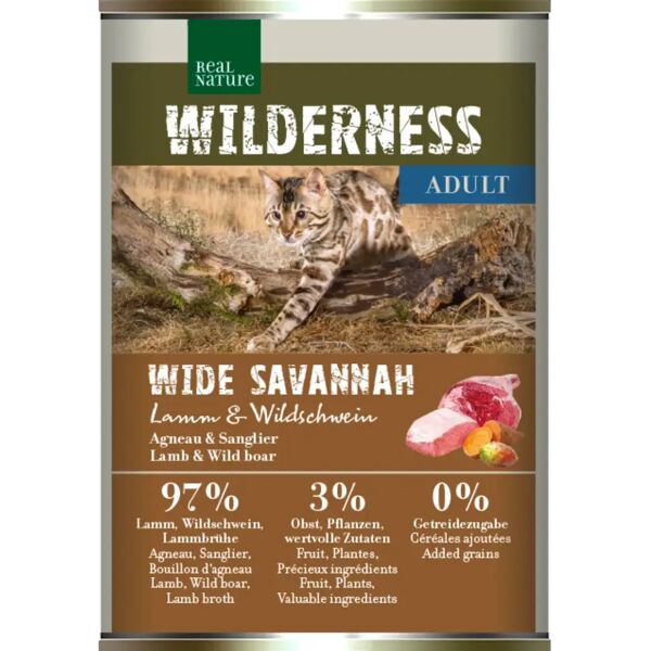 real nature wilderness cat paté lattina 400g agnello e cinghiale