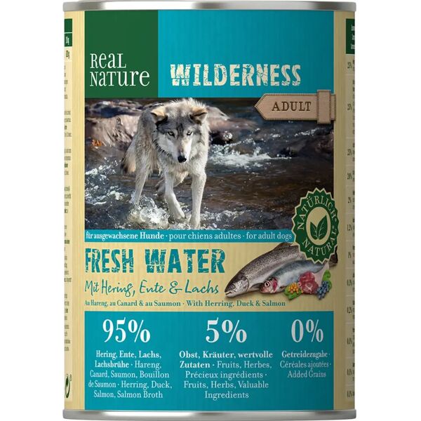 real nature wilderness dog lattina 400g aringa con salmone e anatra