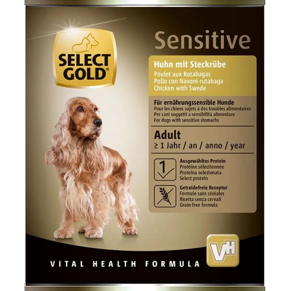 select gold sensitive dog lattina 800g pollo con rapa