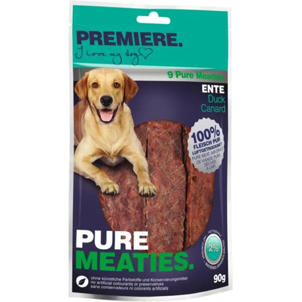 premiere pure meaties snack dog 90g anatra