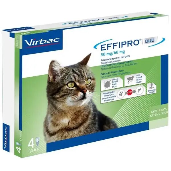 virbac effipro duo antiparassitario spot on gatto 4 pipette