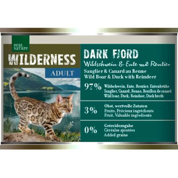 real nature wilderness cat paté lattina  multipack 6x200g cinghiale con anatra e renna