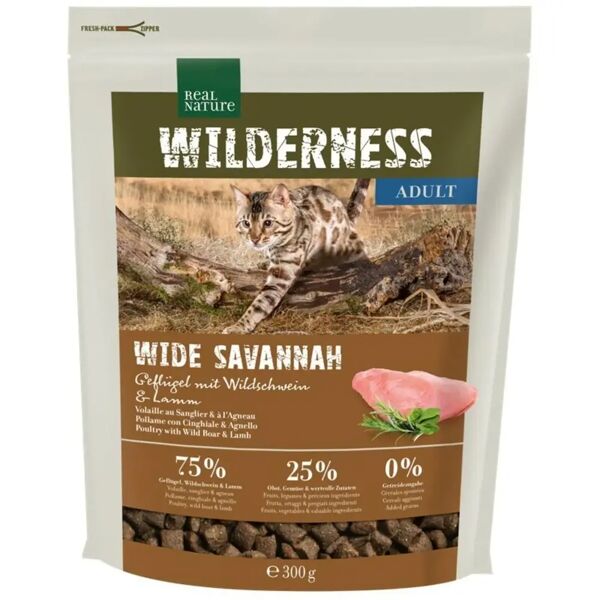 real nature wilderness gatto dry adult wide savannah pollame con cinghiale e agnello 300g
