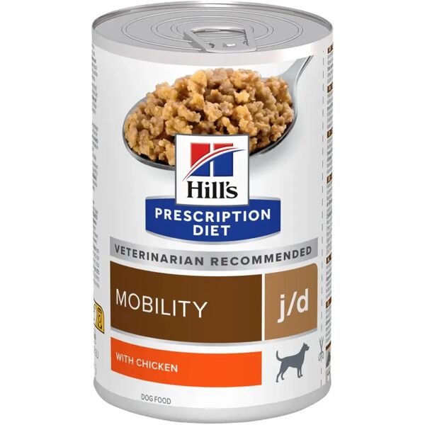 hills hill's prescription diet j/d mobility alimento umido per cani con pollo 370g