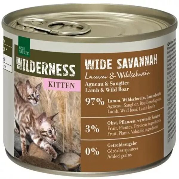 real nature wilderness kitten lattina multipack 6x200g agnello e cinghiale