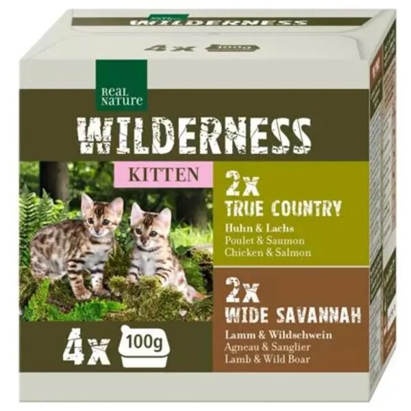 real nature wilderness kitten vaschetta multipack 4x100g mix carne