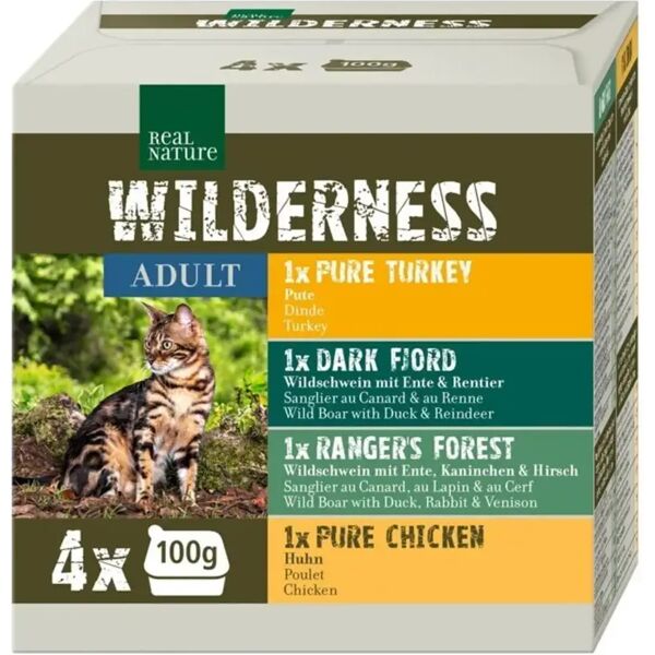 real nature wilderness cat vaschetta multipack 4x100g mix carne