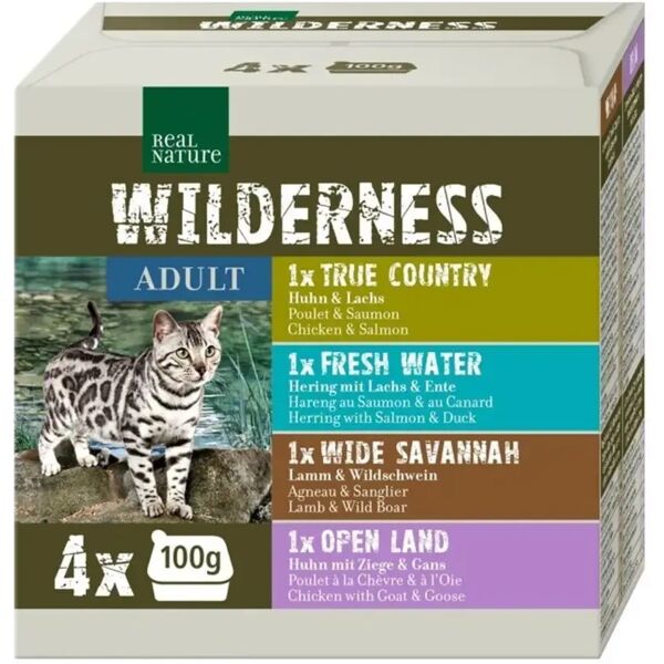 real nature wilderness cat vaschetta multipack 4x100g mix carne e pesce