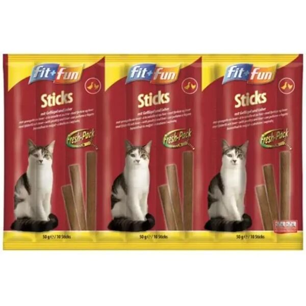 fit and fun snack per gatto sticks pollame e fegato