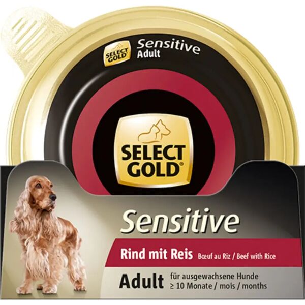 select gold sensitive dog vaschetta multipack 10x125g manzo con riso