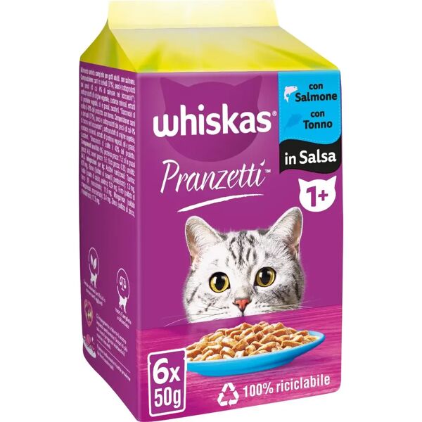 whiskas pranzetti cat busta multipack 6x50g salmone e tonno