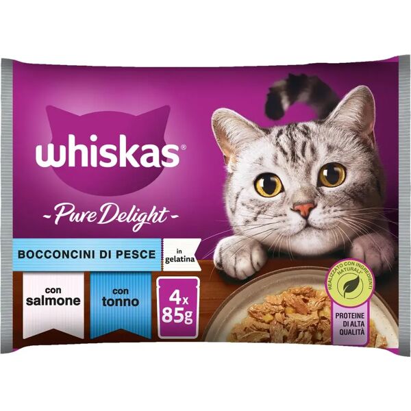 whiskas pure delight cat busta multipack 4x85g salmone e tonno