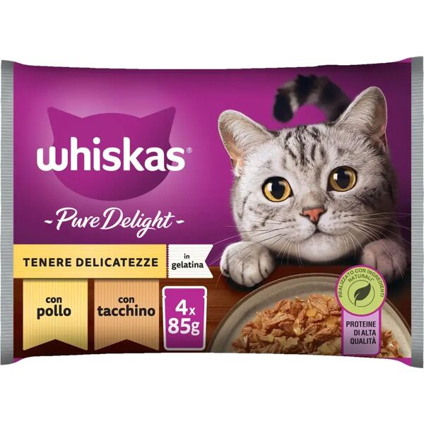 whiskas pure delight cat busta multipack 4x85g pollo e tacchino