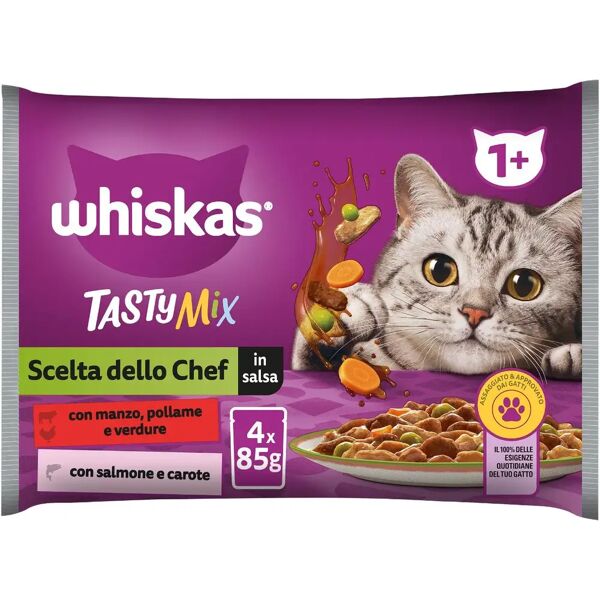 whiskas tasty mix cat busta multipack 4x85g mix carne e pesce