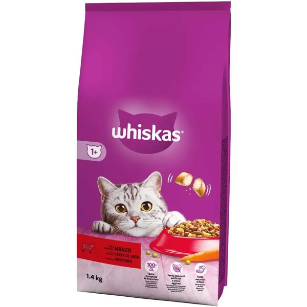 whiskas secco gatto adult 1+ manzo 1.4kg