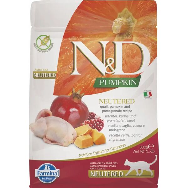 n&d pumpkin gatto neutered quaglia zucca melograno 300g