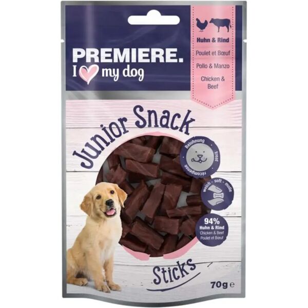 premiere snack cane junior stick 70g pollo/manzo