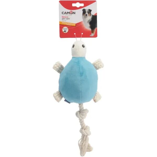 camon gioco per cani peluche tartaruga con squeaker e corda cm.30