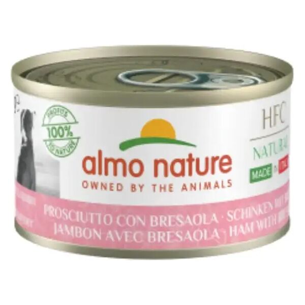 almo nature hfc made in italy dog lattina multipack 24x95g prosciutto con bresaola