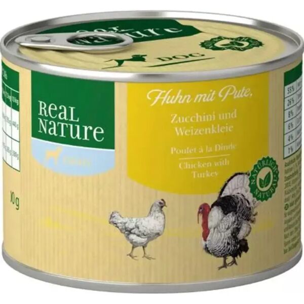 real nature dog light lattina multipack 6x200g pollo e tacchino