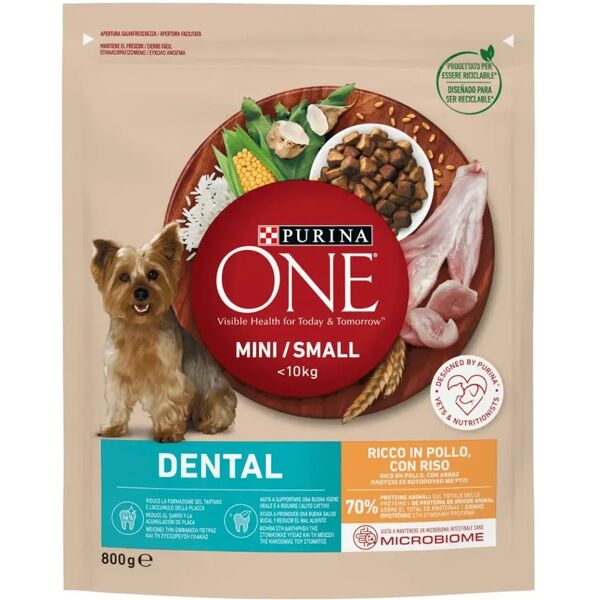 purina one cane dental adult mini pollo e riso 800g