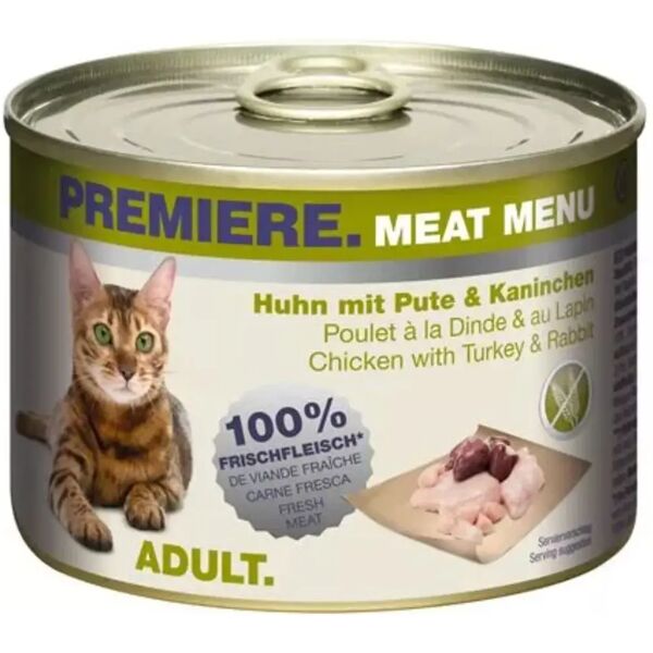 premiere meat menu cat lattina multipack 6x200g pollo con tacchino e coniglio