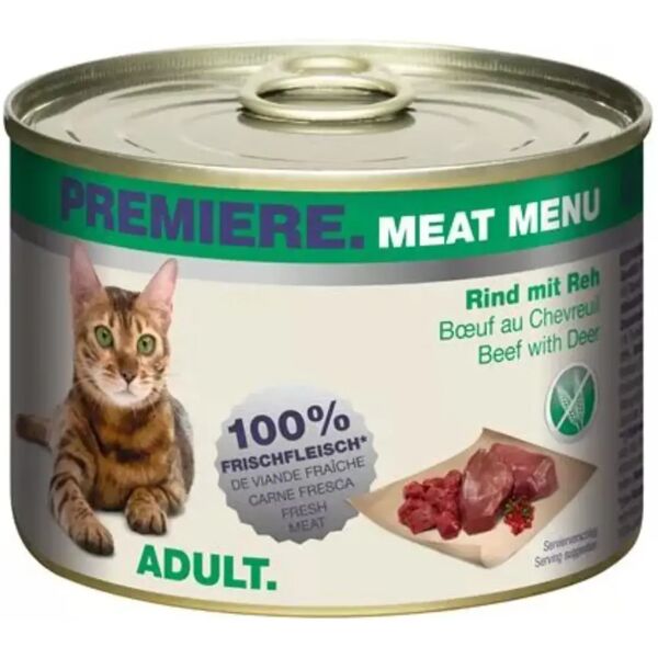 premiere meat menu cat lattina multipack 6x200g manzo con cervo