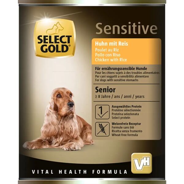 select gold sensitive dog senior lattina 400g pollo con riso