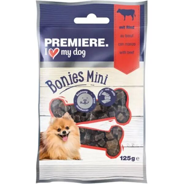 premiere bonies snack dog mini adult 125g manzo