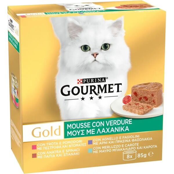 gourmet gold mousse con verdure cat lattina multipack 8x85g mix carne e pesce