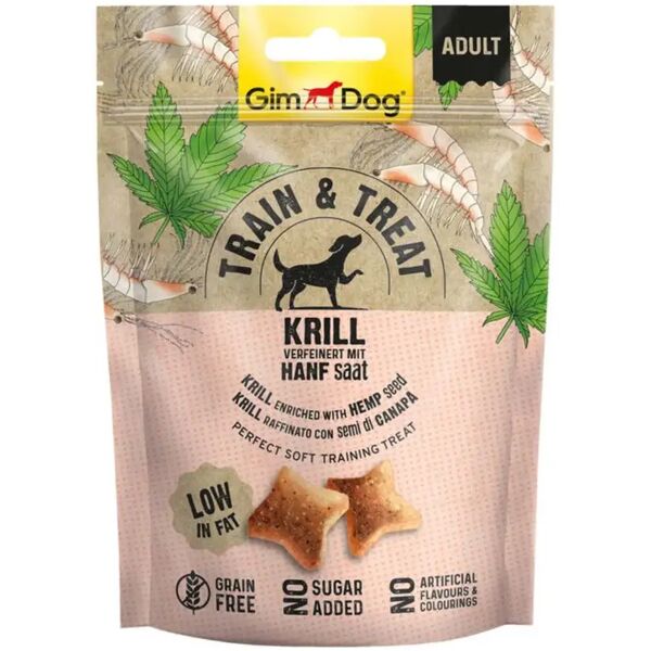 gimdog snack dog train&treat 125g krill/canapa