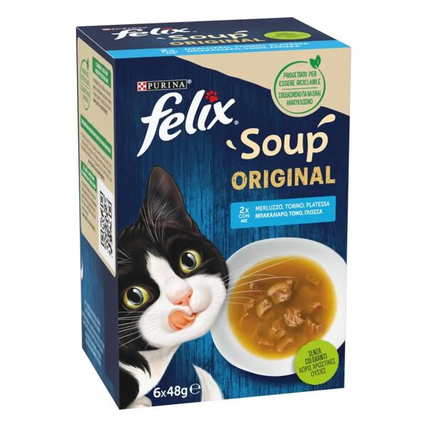 felix soup original cat busta multipack 6x48g mix pesce