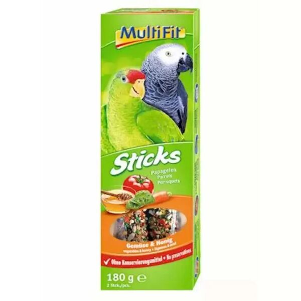 multifit sticks per pappagalli con verdure e miele 90gx2