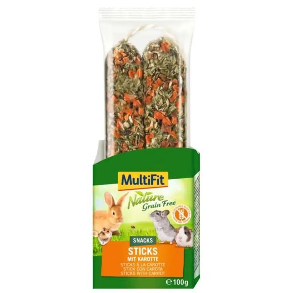 multifit sticks per roditori senza cereali alle carote 2pz